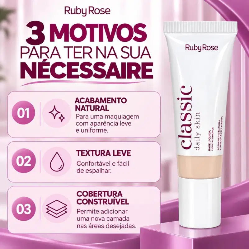 Base Líquida Ruby Rose Classic Daily Skin L15 Hb-m304-3 25g