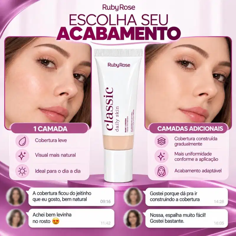 Base Líquida Ruby Rose Classic Daily Skin L15 Hb-m304-3 25g