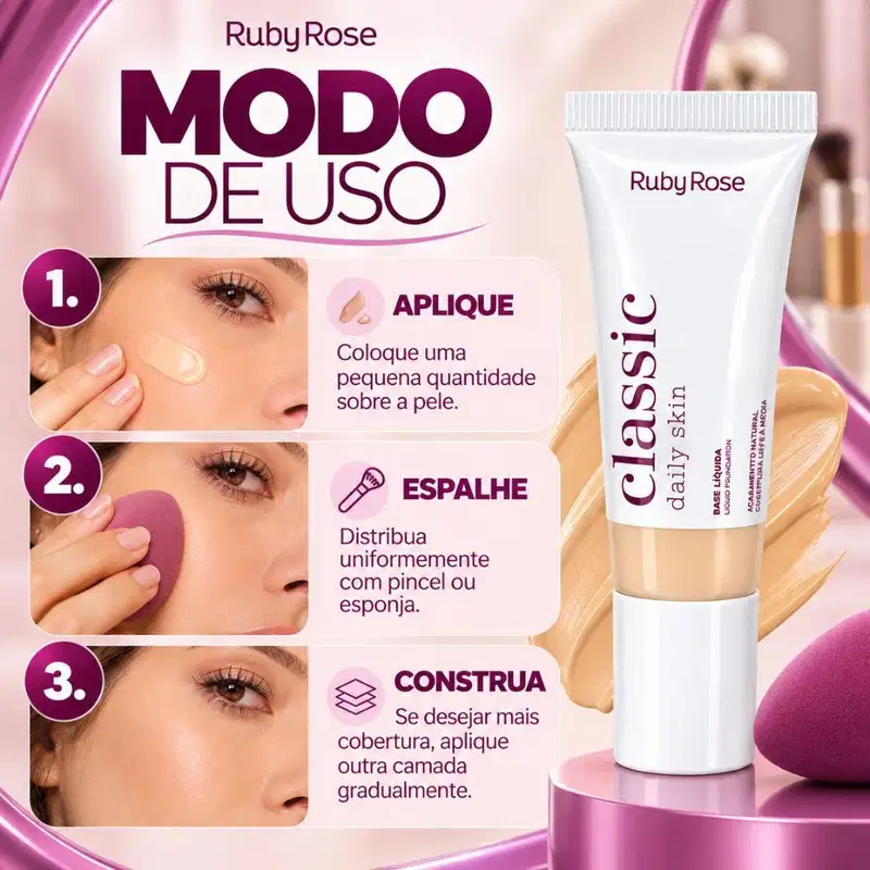 Base Líquida Ruby Rose Classic Daily Skin L40 Hb-m304-8 25g