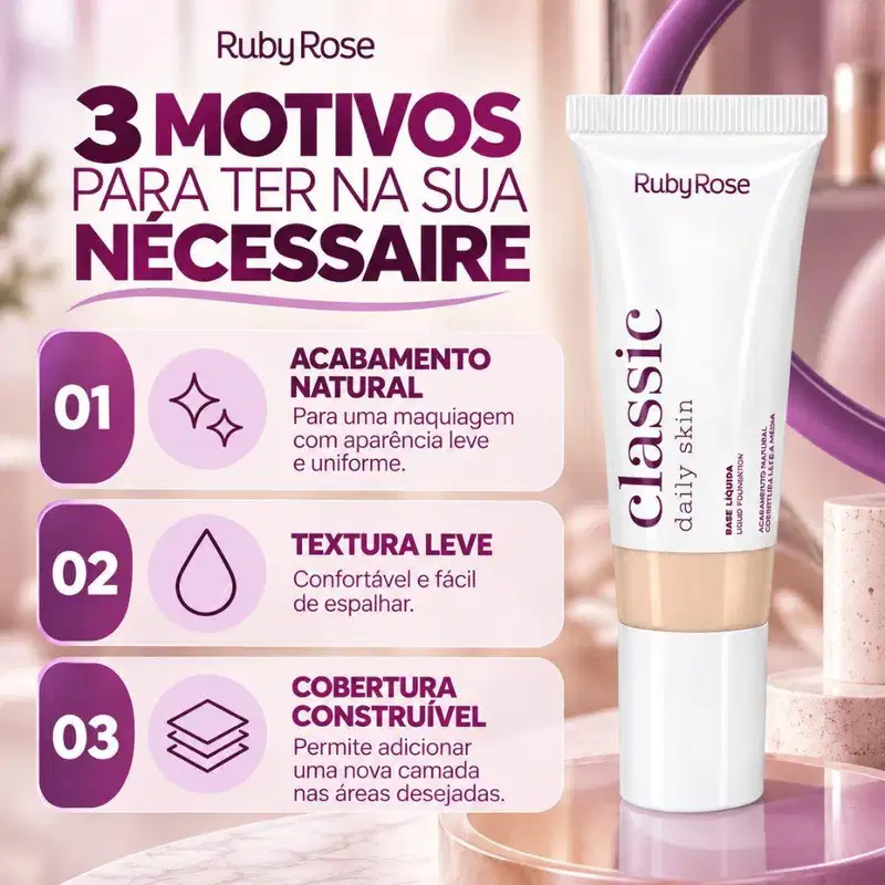 Base Líquida Ruby Rose Classic Daily Skin L40 Hb-m304-8 25g
