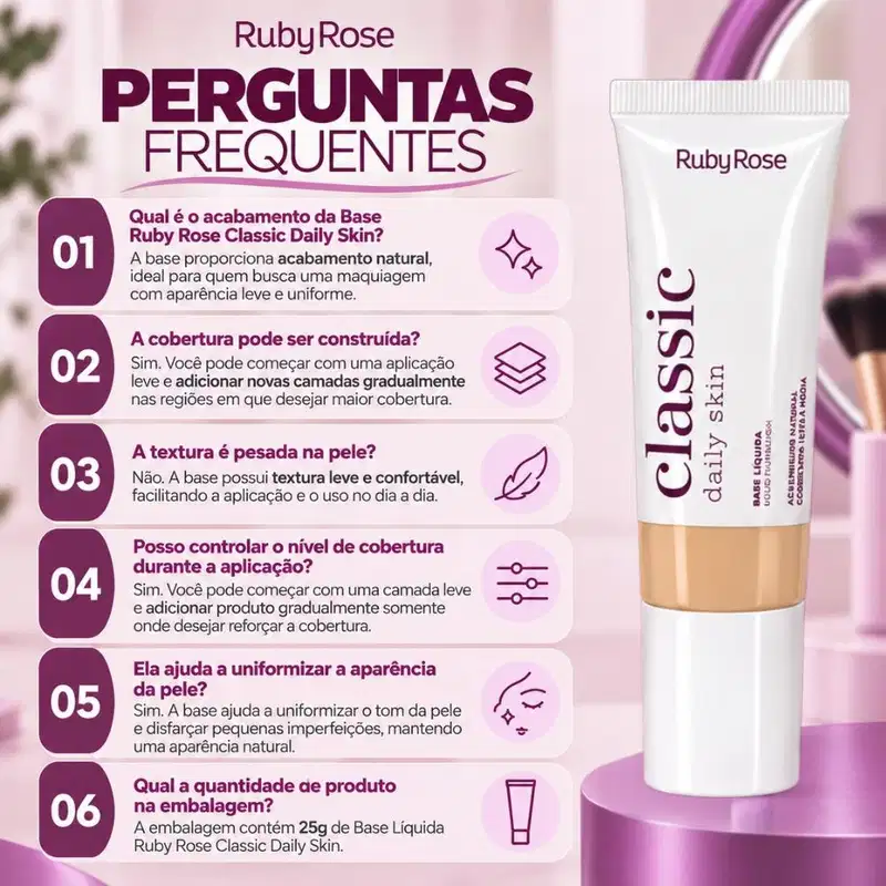 Base Líquida Ruby Rose Classic Daily Skin M55 Hb-m304-11 25g