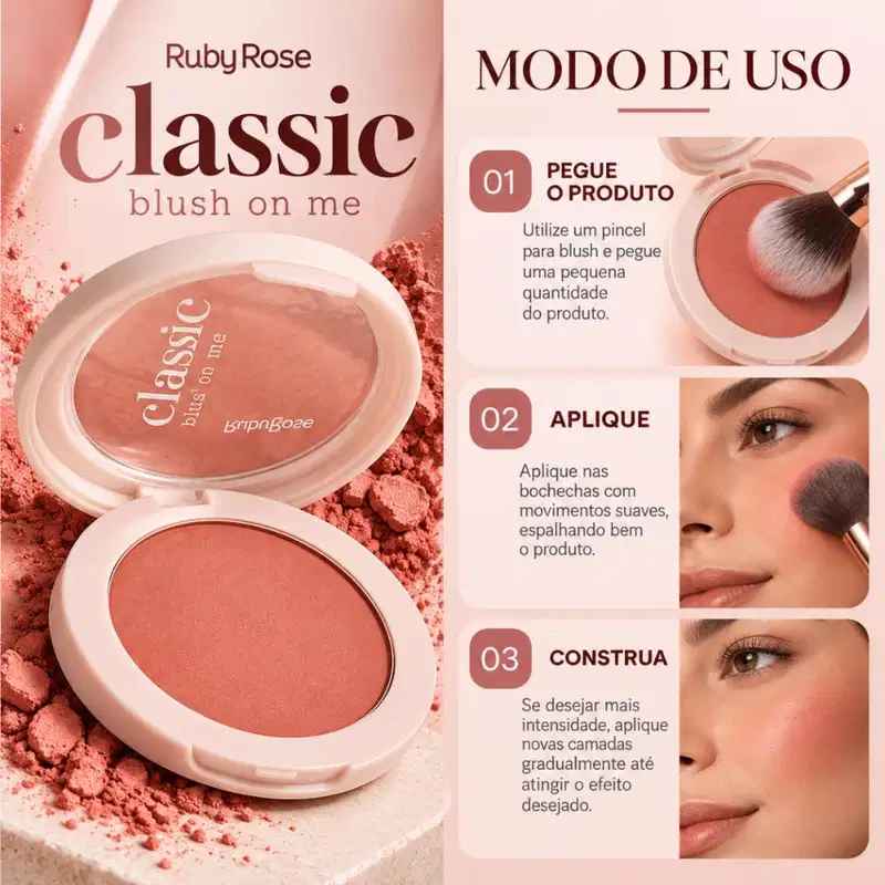 Blush Compacto Ruby Rose Classic Blush On Me Coral Charm Hb-m11-1 5g
