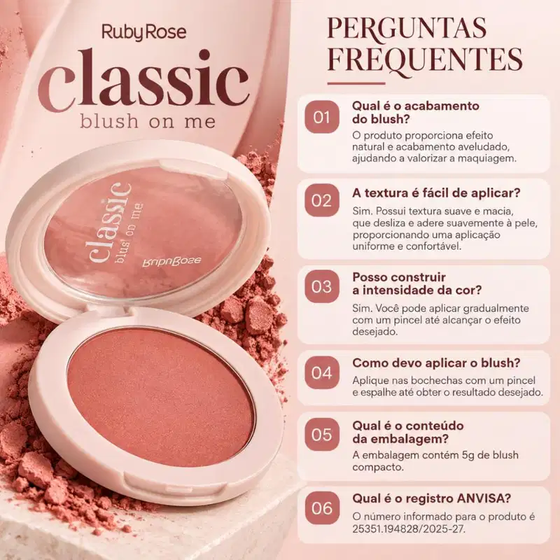 Blush Compacto Ruby Rose Classic Blush On Me Coral Charm Hb-m11-1 5g