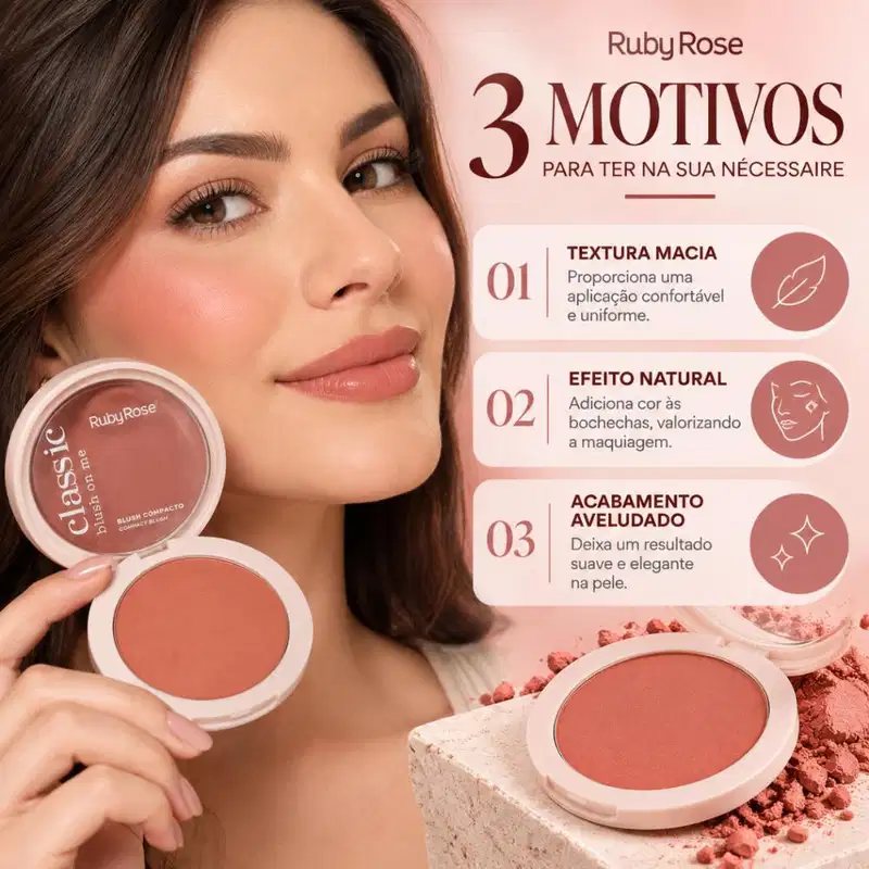 Blush Compacto Ruby Rose Classic Blush On Me Coral Charm Hb-m11-1 5g
