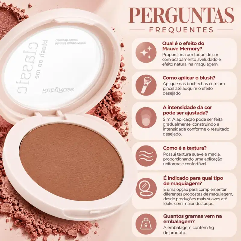 Blush Compacto Ruby Rose Classic Blush On Me Mauve Memory Hb-m11-2 5g