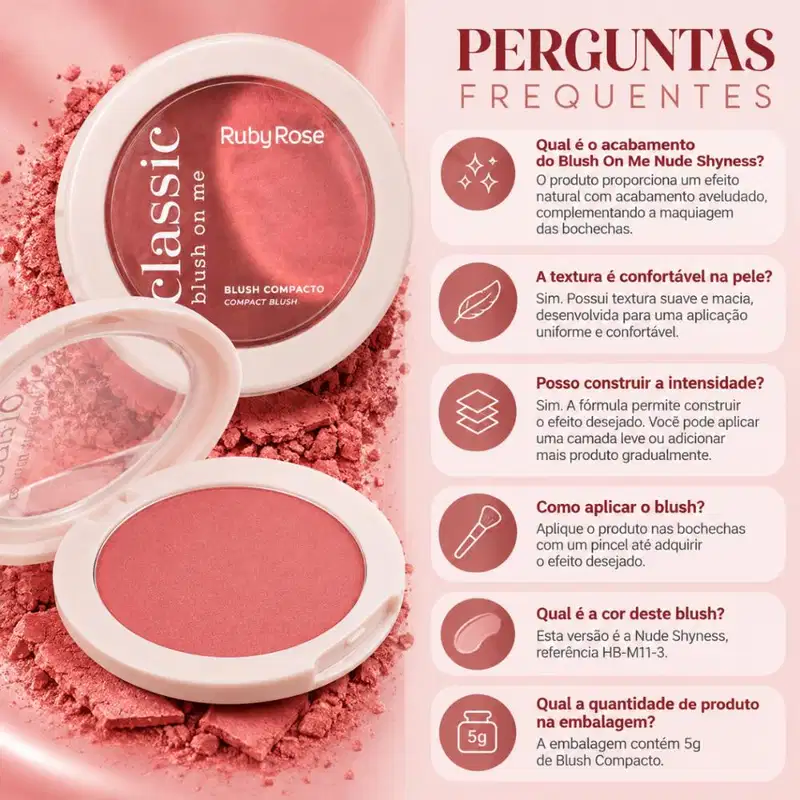 Blush Compacto Ruby Rose Classic Blush On Me Nude Shyness Hb-m11-3 5g