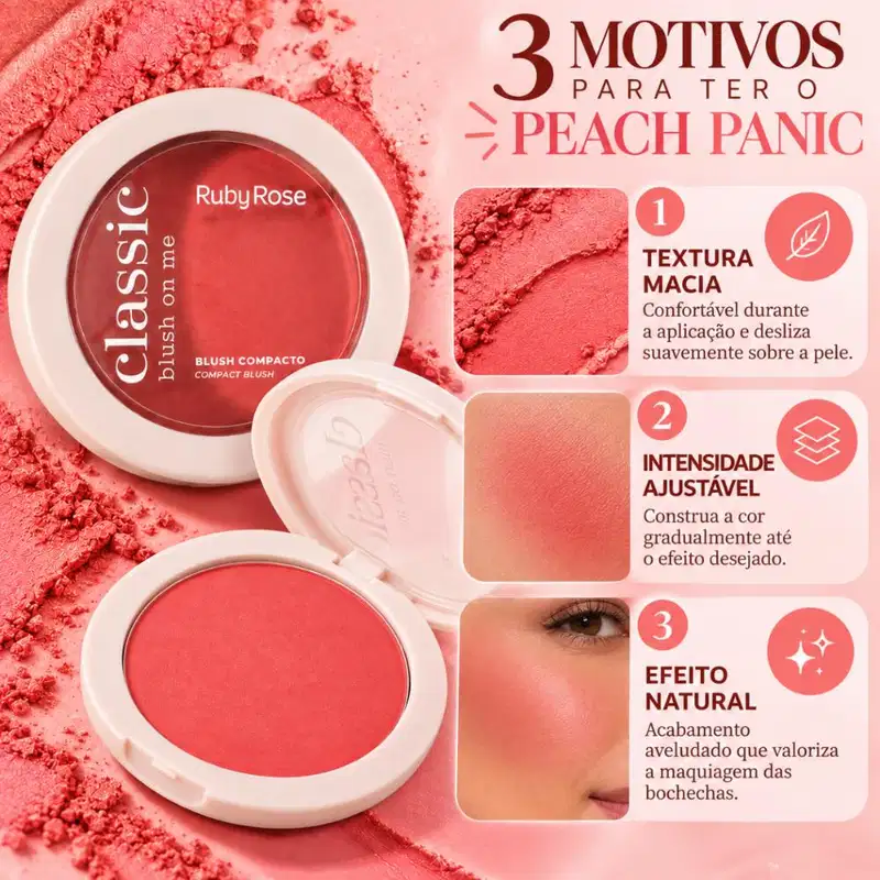 Blush Compacto Ruby Rose Classic Blush On Me Peach Panic Hb-m11-5 5g
