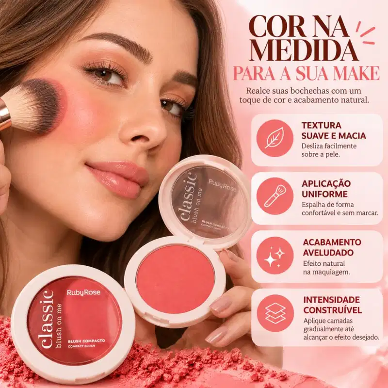 Blush Compacto Ruby Rose Classic Blush On Me Peach Panic Hb-m11-5 5g