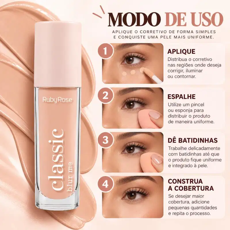 Corretivo Líquido Ruby Rose Classic Blur Me L10 Hb-m605-2