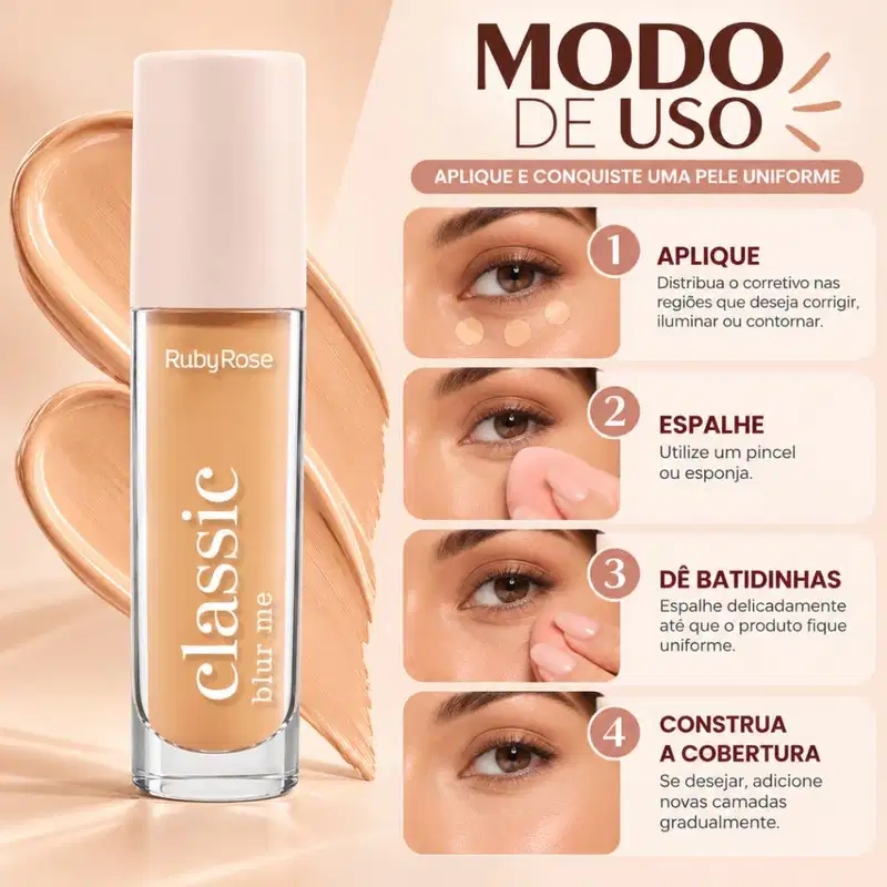 Corretivo Líquido Ruby Rose Classic Blur Me L20 Hb-m605-4