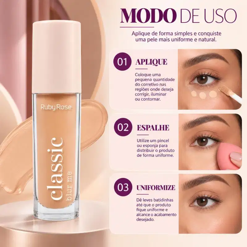 Corretivo Líquido Ruby Rose Classic Blur Me L25 Hb-m605-5