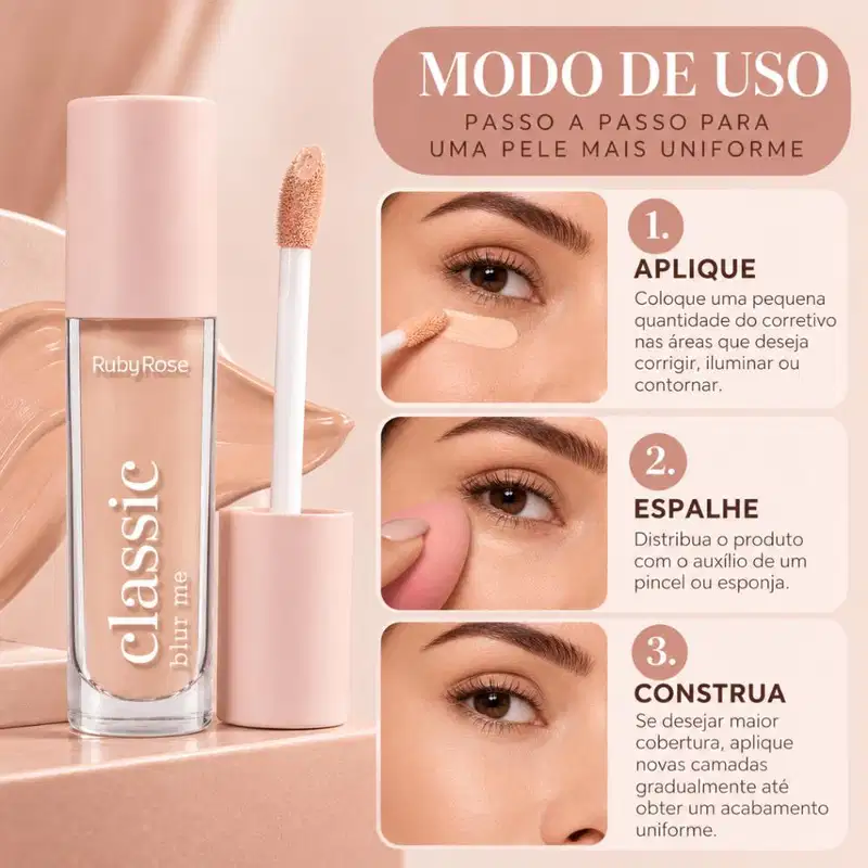 Corretivo Líquido Ruby Rose Classic Blur Me L5 Hb-m605-1