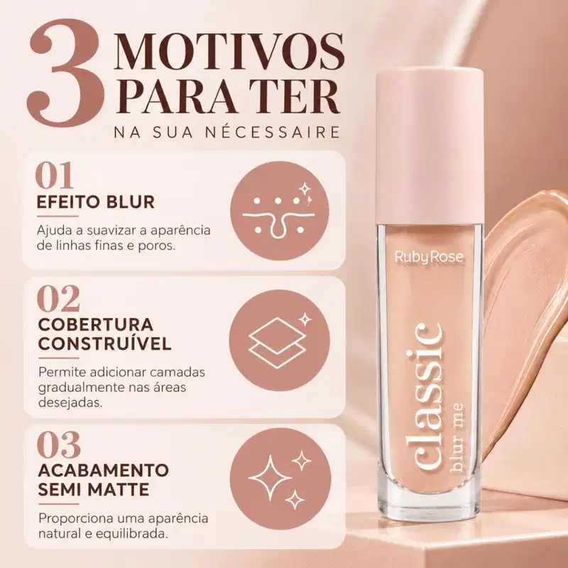 Corretivo Líquido Ruby Rose Classic Blur Me L5 Hb-m605-1