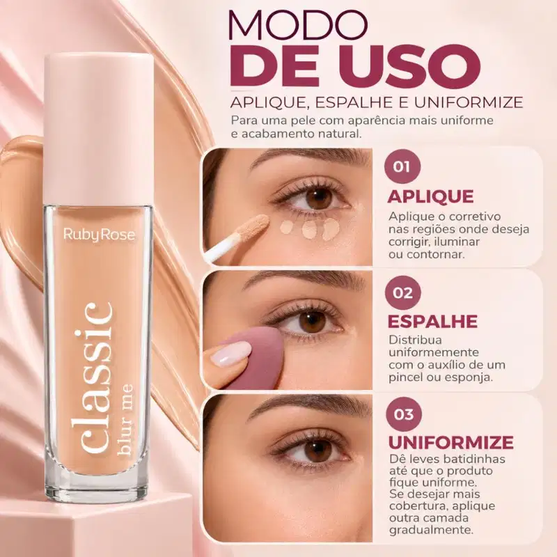 Corretivo Líquido Ruby Rose Classic Blur Me L50 Hb-m605-10