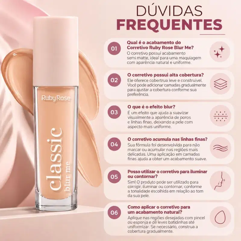Corretivo Líquido Ruby Rose Classic Blur Me L50 Hb-m605-10