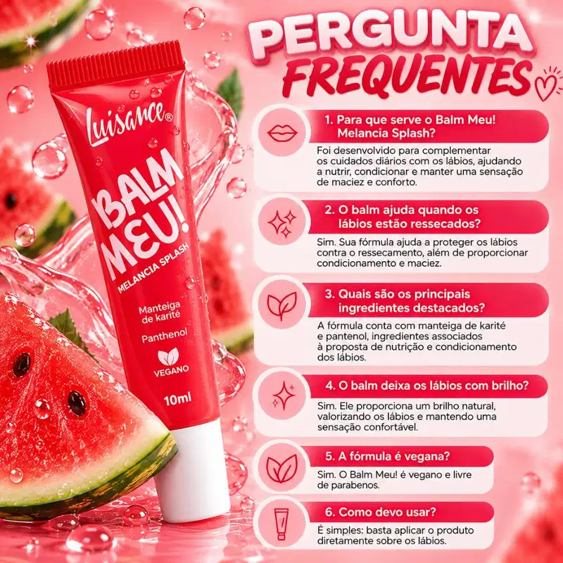 Balm Labial Luisance Meu! Melancia Splash 10ml
