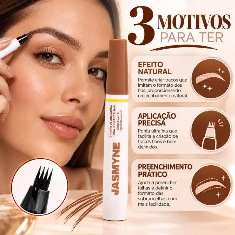 Caneta Delineadora Para Sobrancelhas Jasmyne Efeito Fio a Fio Tom Claro Ref.: J2110