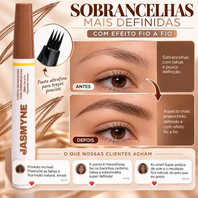 Caneta Delineadora Para Sobrancelhas Jasmyne Efeito Fio a Fio Tom Claro Ref.: J2110