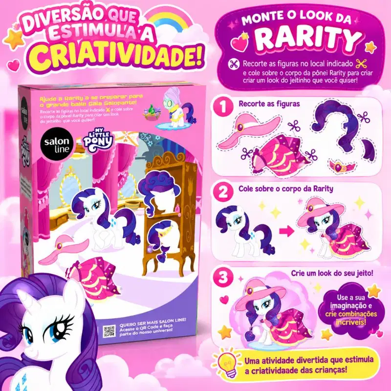 Kit Salon Line Kids My Little Pony: Shampoo Cabelo e Corpo e Creme Multifuncional 300ml