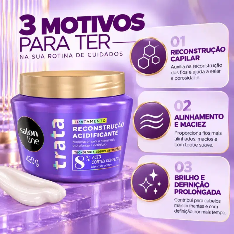 Máscara De Tratamento Salon Line Trata Reconstrução Acidificante Acid Cortex Complex 450g