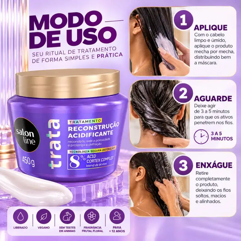 Máscara De Tratamento Salon Line Trata Reconstrução Acidificante Acid Cortex Complex 450g