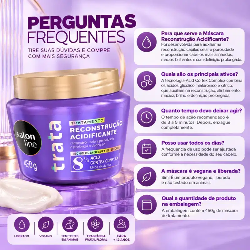 Máscara De Tratamento Salon Line Trata Reconstrução Acidificante Acid Cortex Complex 450g