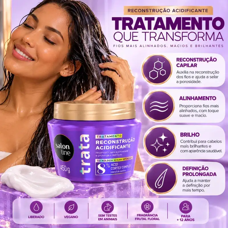 Máscara De Tratamento Salon Line Trata Reconstrução Acidificante Acid Cortex Complex 450g