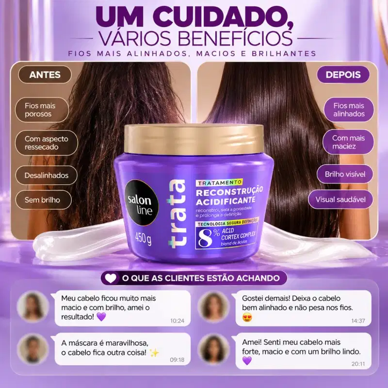Máscara De Tratamento Salon Line Trata Reconstrução Acidificante Acid Cortex Complex 450g