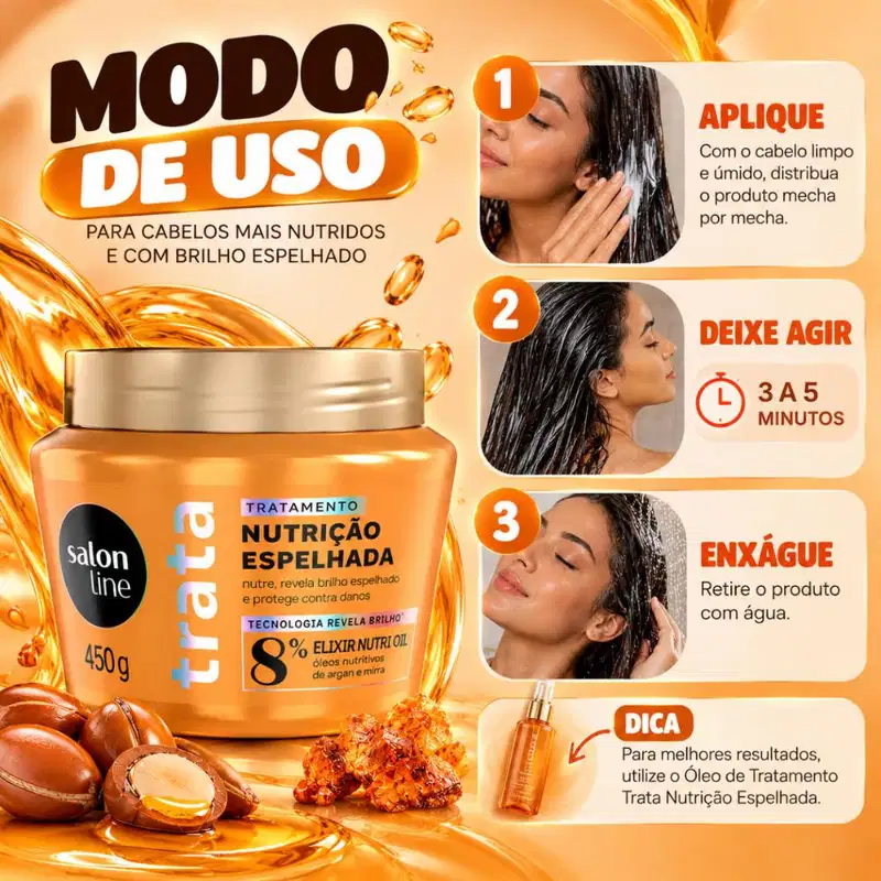 Máscara De Tratamento Salon Line Trata Nutrição Espelhada Elixir Nutri Oil 450g