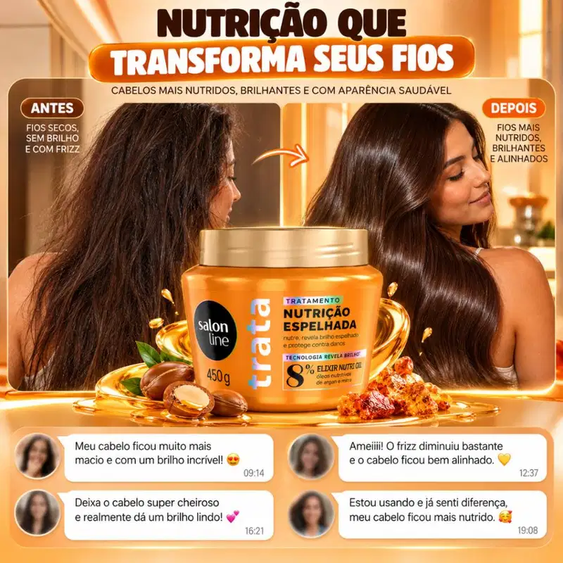 Máscara De Tratamento Salon Line Trata Nutrição Espelhada Elixir Nutri Oil 450g