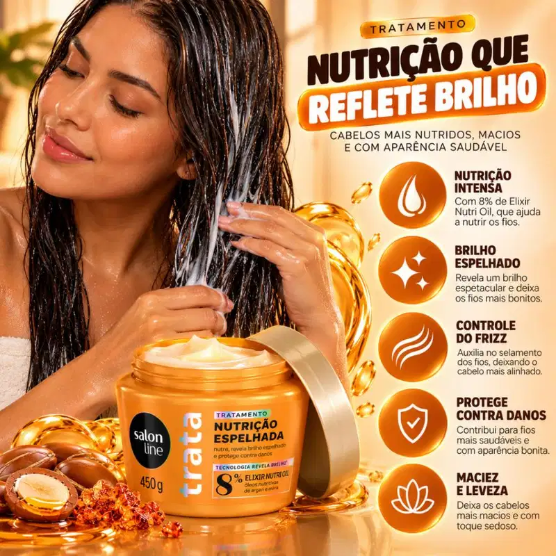 Máscara De Tratamento Salon Line Trata Nutrição Espelhada Elixir Nutri Oil 450g