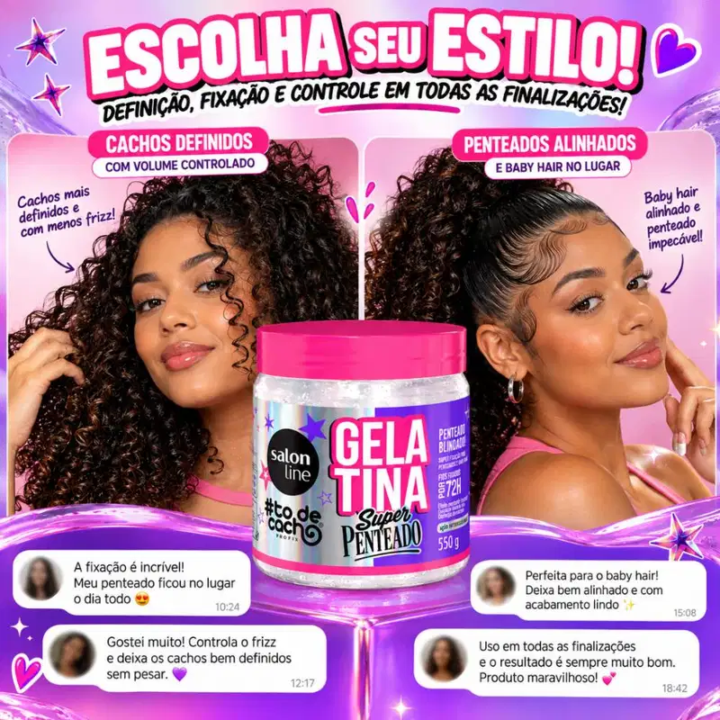 Gelatina Salon Line #todecacho Super Penteado 550g