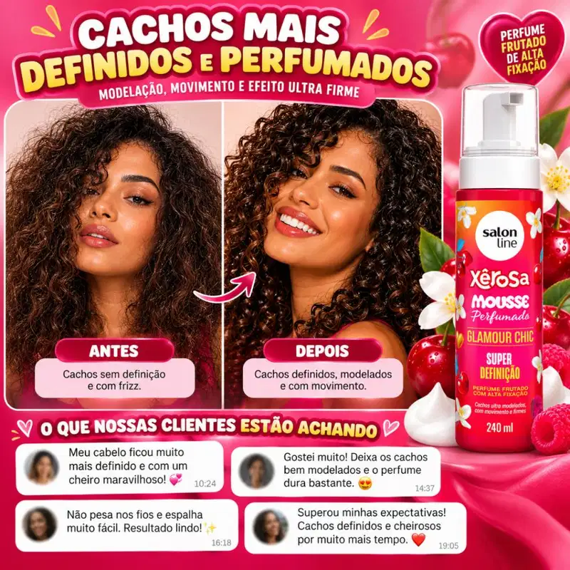 Mousse Perfumado Salon Line Xêrosa Glamour Chic Super Definição 240ml