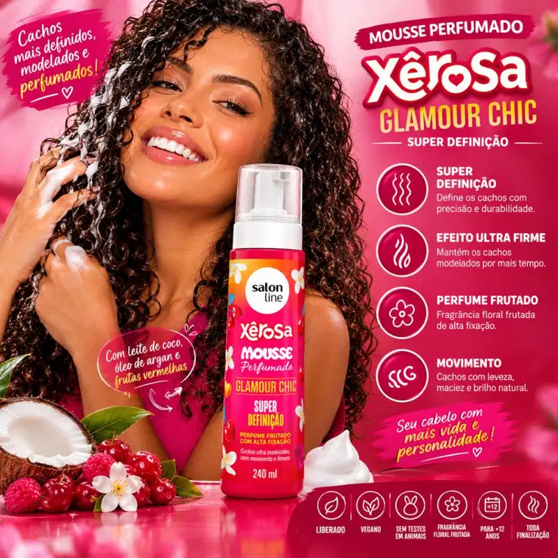 Mousse Perfumado Salon Line Xêrosa Glamour Chic Super Definição 240ml