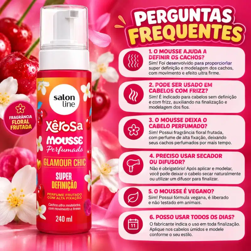 Mousse Perfumado Salon Line Xêrosa Glamour Chic Super Definição 240ml