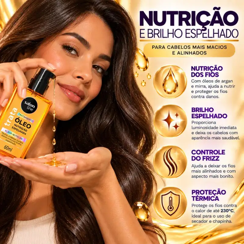 Óleo De Tratamento Salon Line Trata Nutrição Expelhada Elixir Nutri Oil 60ml