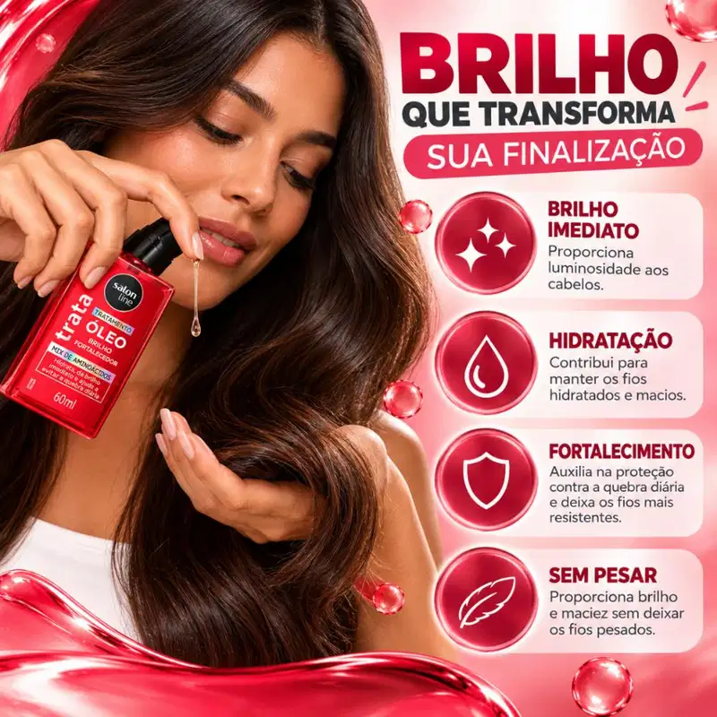 Óleo De Tratamento Salon Line Trata Brilho Fortalecedor Mix De Aminoácidos 60ml