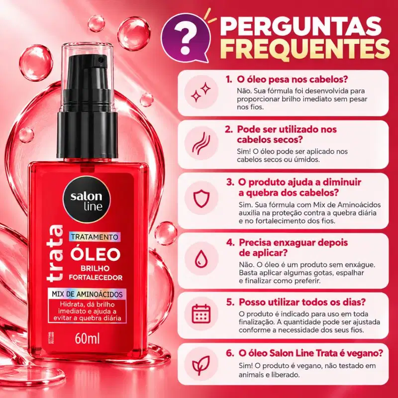Óleo De Tratamento Salon Line Trata Brilho Fortalecedor Mix De Aminoácidos 60ml