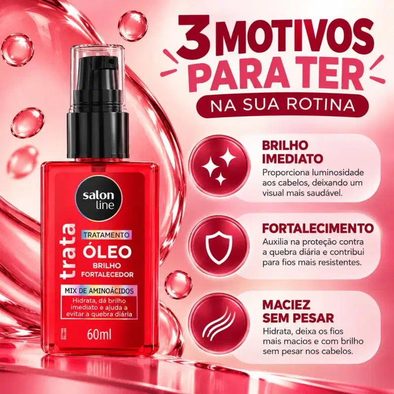 Óleo De Tratamento Salon Line Trata Brilho Fortalecedor Mix De Aminoácidos 60ml