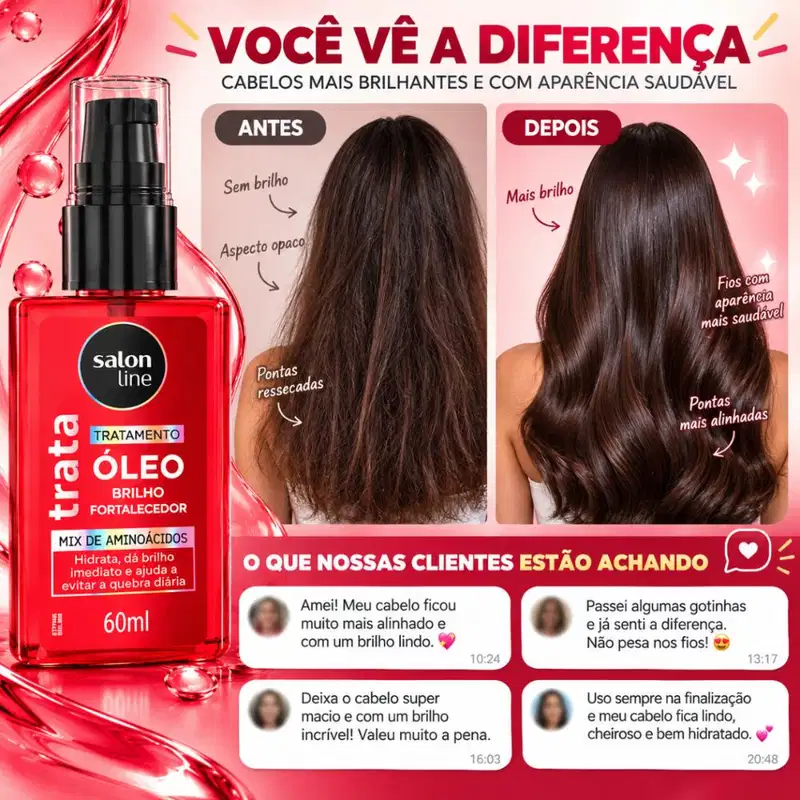 Óleo De Tratamento Salon Line Trata Brilho Fortalecedor Mix De Aminoácidos 60ml