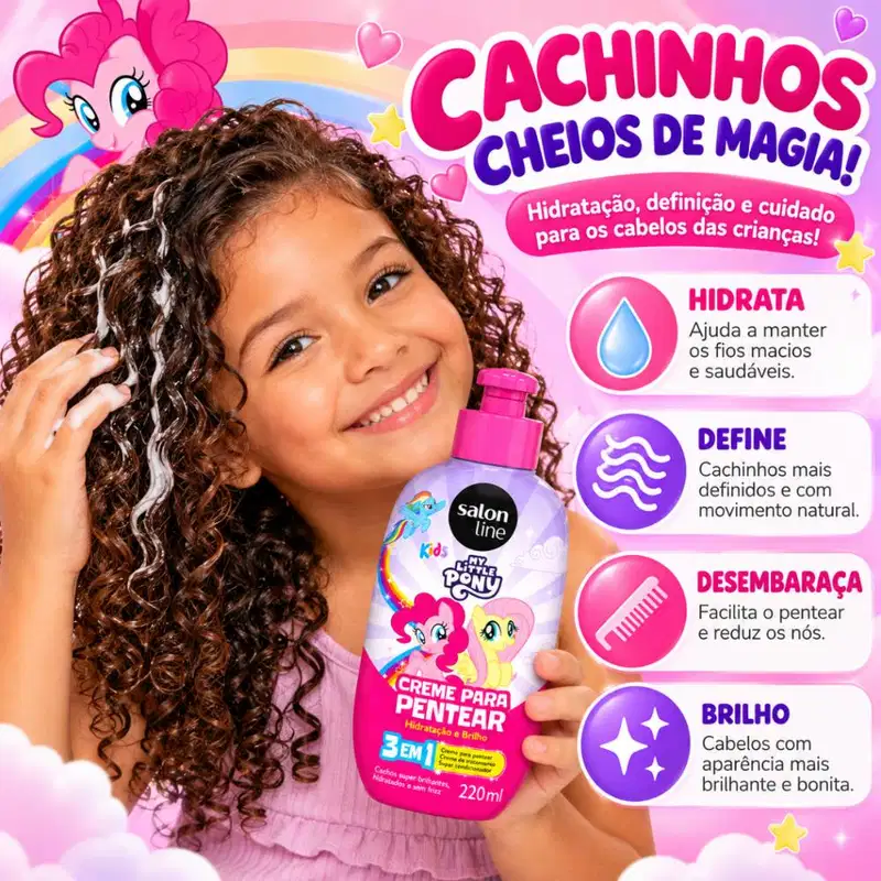 Creme Para Pentear 3 Em 1 Salon Line My Little Pony 220ml