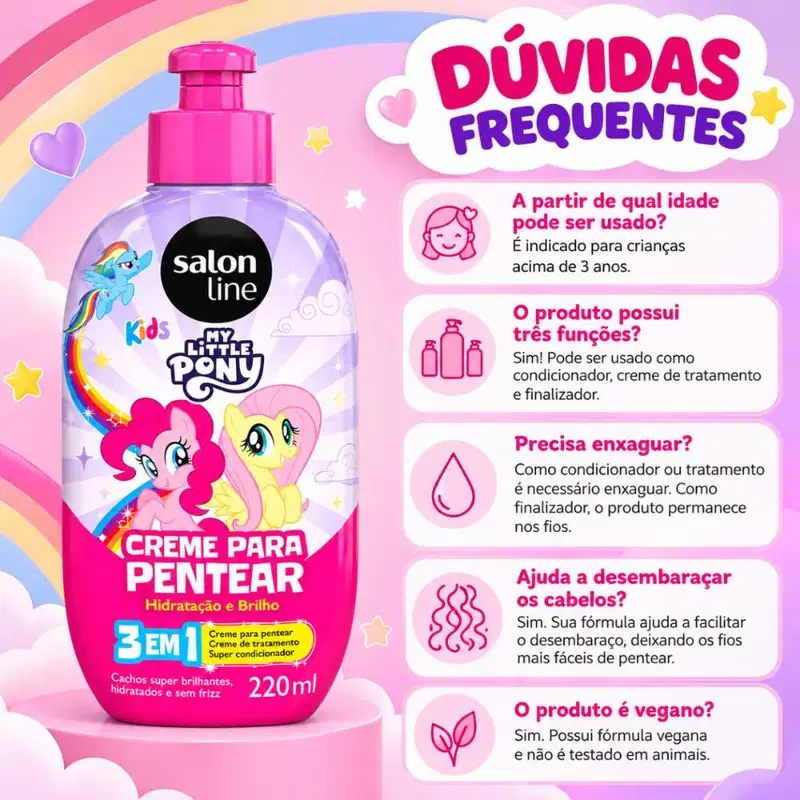 Creme Para Pentear 3 Em 1 Salon Line My Little Pony 220ml