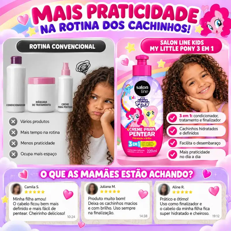Creme Para Pentear 3 Em 1 Salon Line My Little Pony 220ml