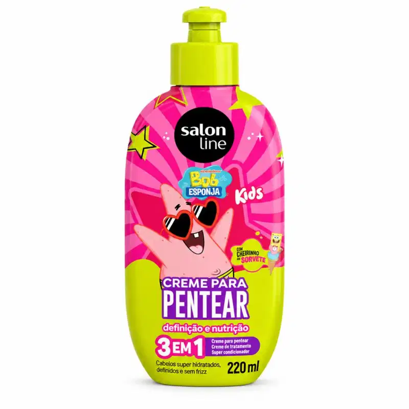 Creme Para Pentear 3 Em 1 Salon Line Kids Bob Esponja Patrick 220ml