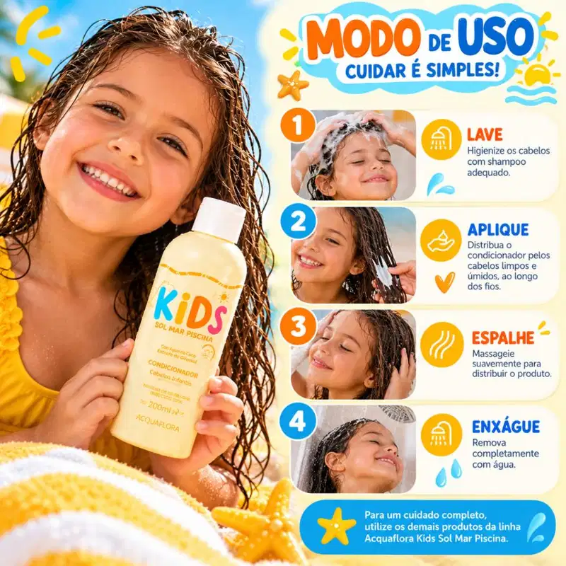 Condicionador Acquaflora Kids Sol Mar Piscina 200ml