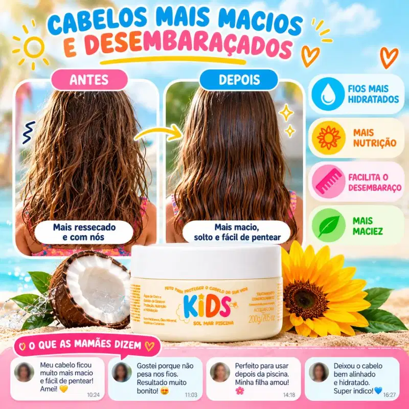 Tratamento Condicionante Acquaflora Kids Sol Mar Piscina 200g