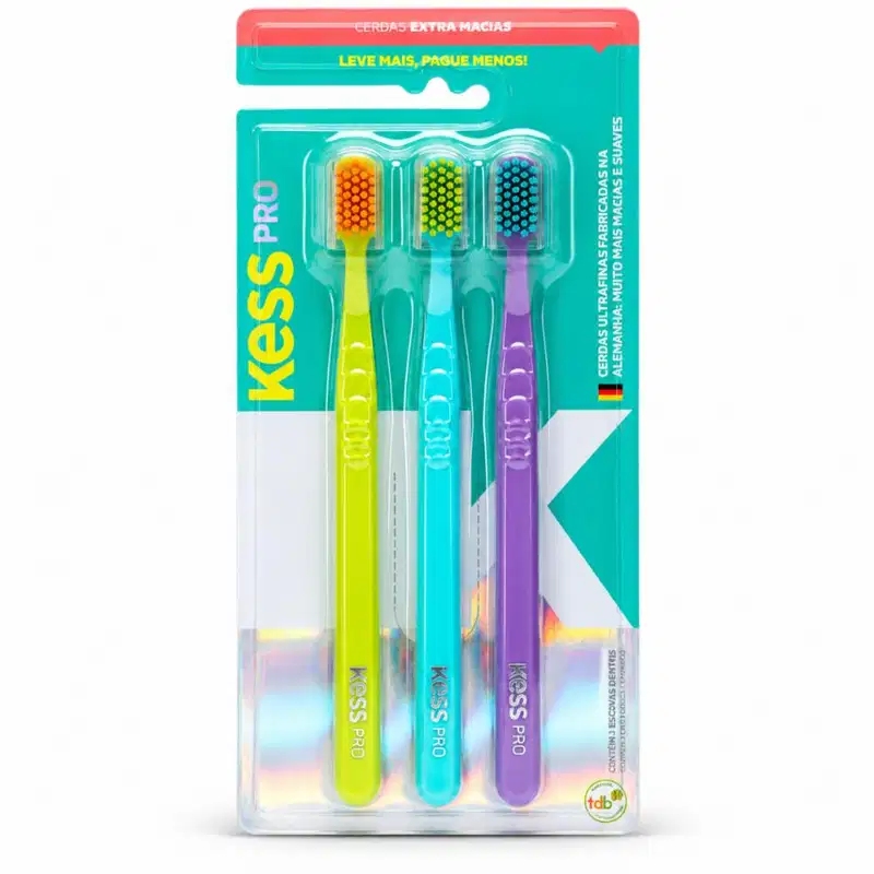 Kit Kess Pro Escova Dental Familia Extra Macia Com 3 Cód.: 2517