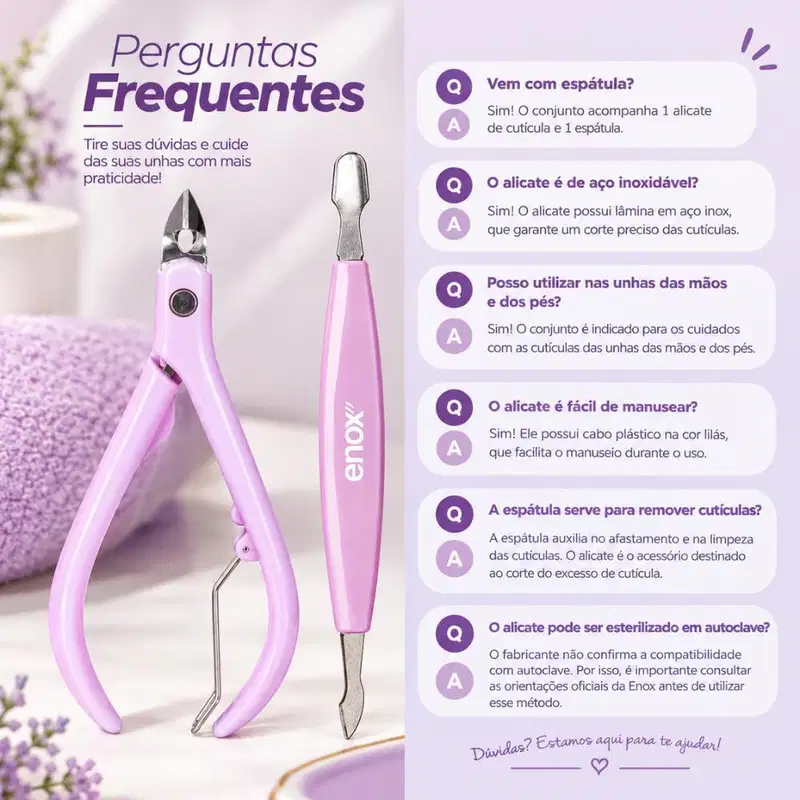 Conjunto De Manicure Enox Aço Inoxidável Alicate e Espátula Cód.: 2473