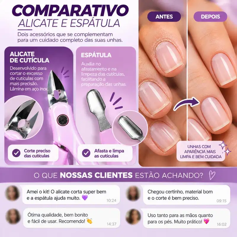 Conjunto De Manicure Enox Aço Inoxidável Alicate e Espátula Cód.: 2473