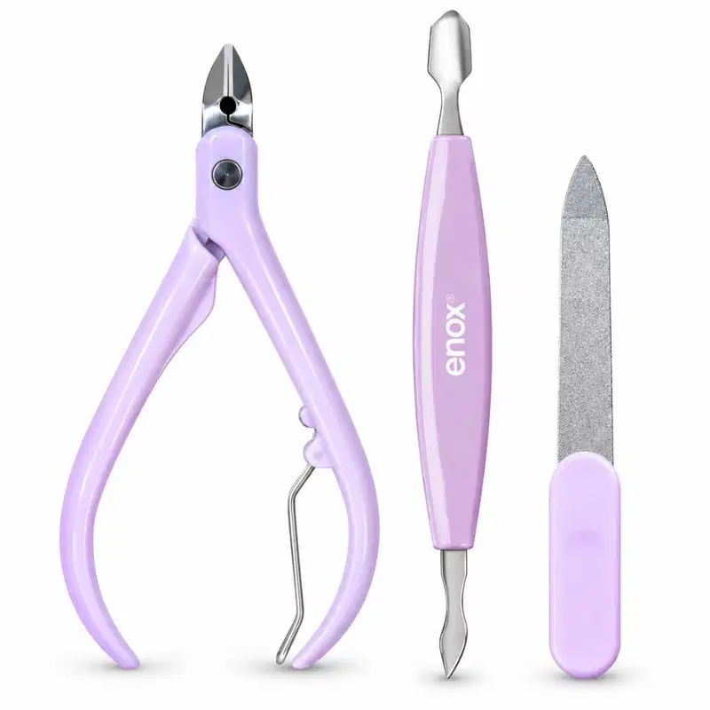 Conjunto De Manicure Enox Aço Inoxidável Alicate, Espátula e Lima Cód.: 2474